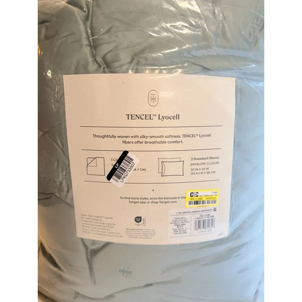 Threshold™ TENCEL™ Full/Queen Comforter & Sham Set Teal 3Pc Cooling 320TC